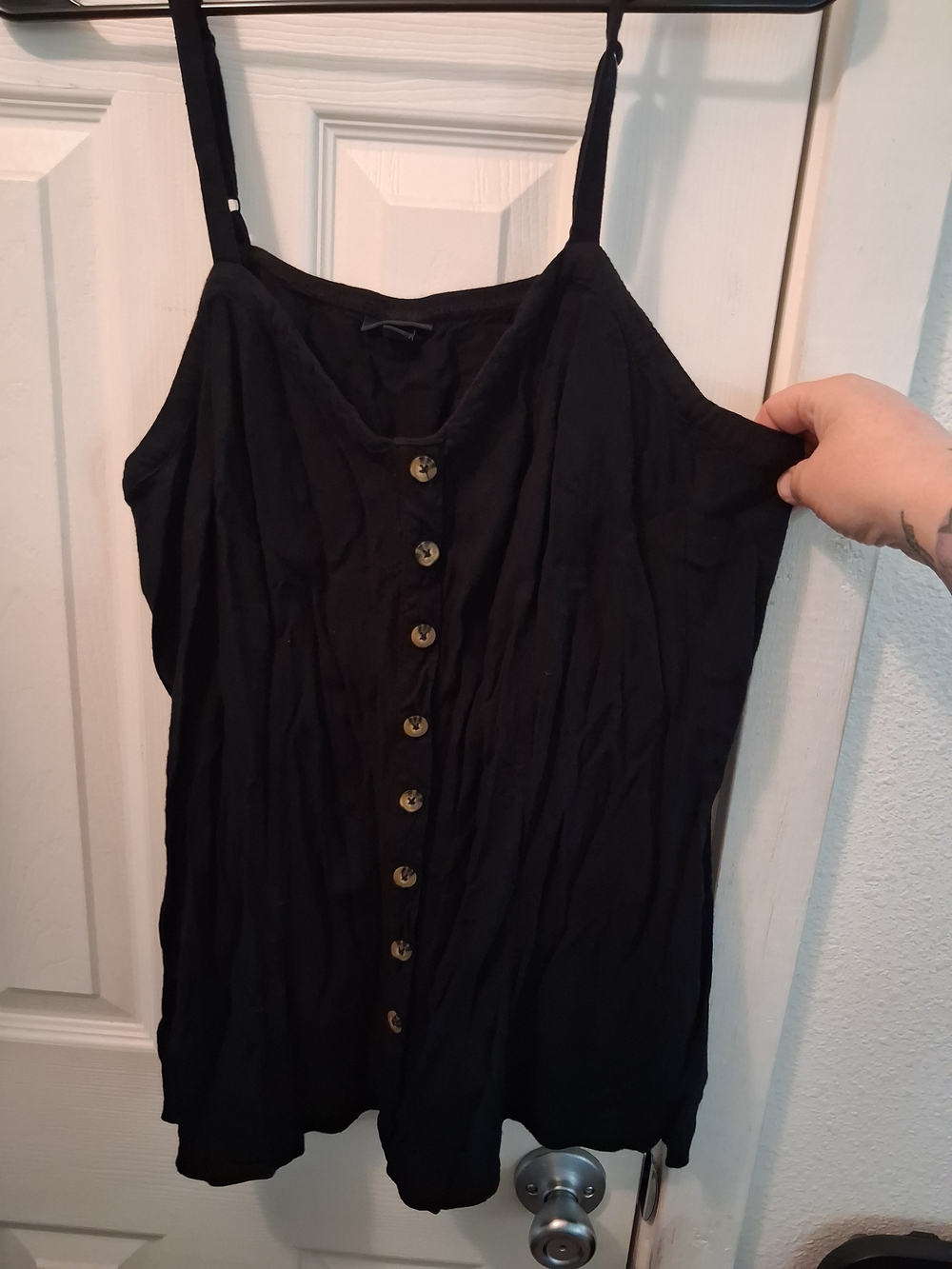 torrid Black Button-Front Spaghetti Strap Camisole